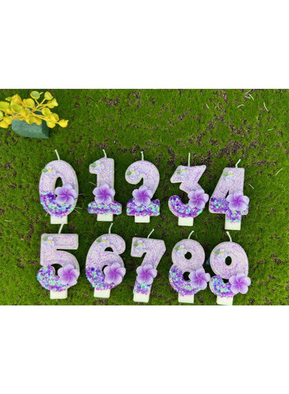 7cm Birthday Number Candles for Cake Decoration, Glittery Cake Toppers with Cute Designs, Perfect for Kids' Parties, Anniversaries, and Celebrations-Green Turtle(No.0)