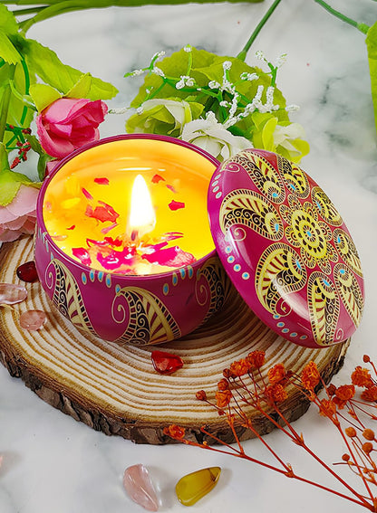 NOVO Scented Candle- 80g Natural Soy Wax Blend Aromatherapy Candle with Pure Essential Oils & Real Dried Flowers -Tuberose