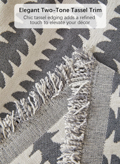 Sofa Couch Cover, Chenille Throw Blanket with Tassels, Reversible Thick Soft Decorative for Furniture Protecter-Light Grey, W180xL380cm