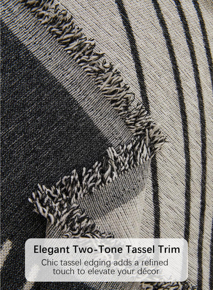 Sofa Couch Cover, Chenille Throw Blanket with Tassels, Reversible Thick Soft Decorative for Furniture Protecter-Grey, W180xL380cm