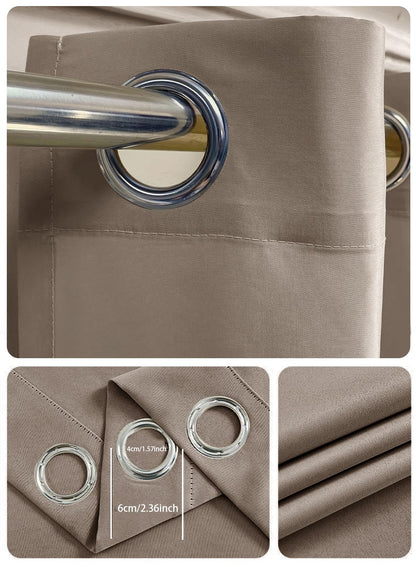 NOVO Double-Sided Chenille Blackout Curtain ¨C Grommet Top, 95% Light Blocking, Single Panel, W250 x H310CM, Fits Windows 125¨C165CM Wide (Beige)