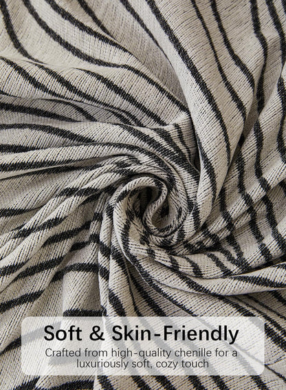 Sofa Couch Cover, Chenille Throw Blanket with Tassels, Reversible Thick Soft Decorative for Furniture Protecter-Grey, W180xL380cm