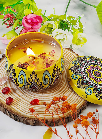 NOVO Scented Candle- 80g Natural Soy Wax Blend Aromatherapy Candle with Pure Essential Oils & Real Dried Flowers -Tuberose